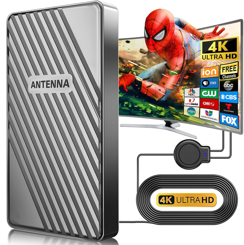 3000+ miles range tv antenna, strongest digital tv antenna indoor outdoor with amplifier signal booster, hd antenna for local channels for smart tv and old tvs 38ft long coax cable